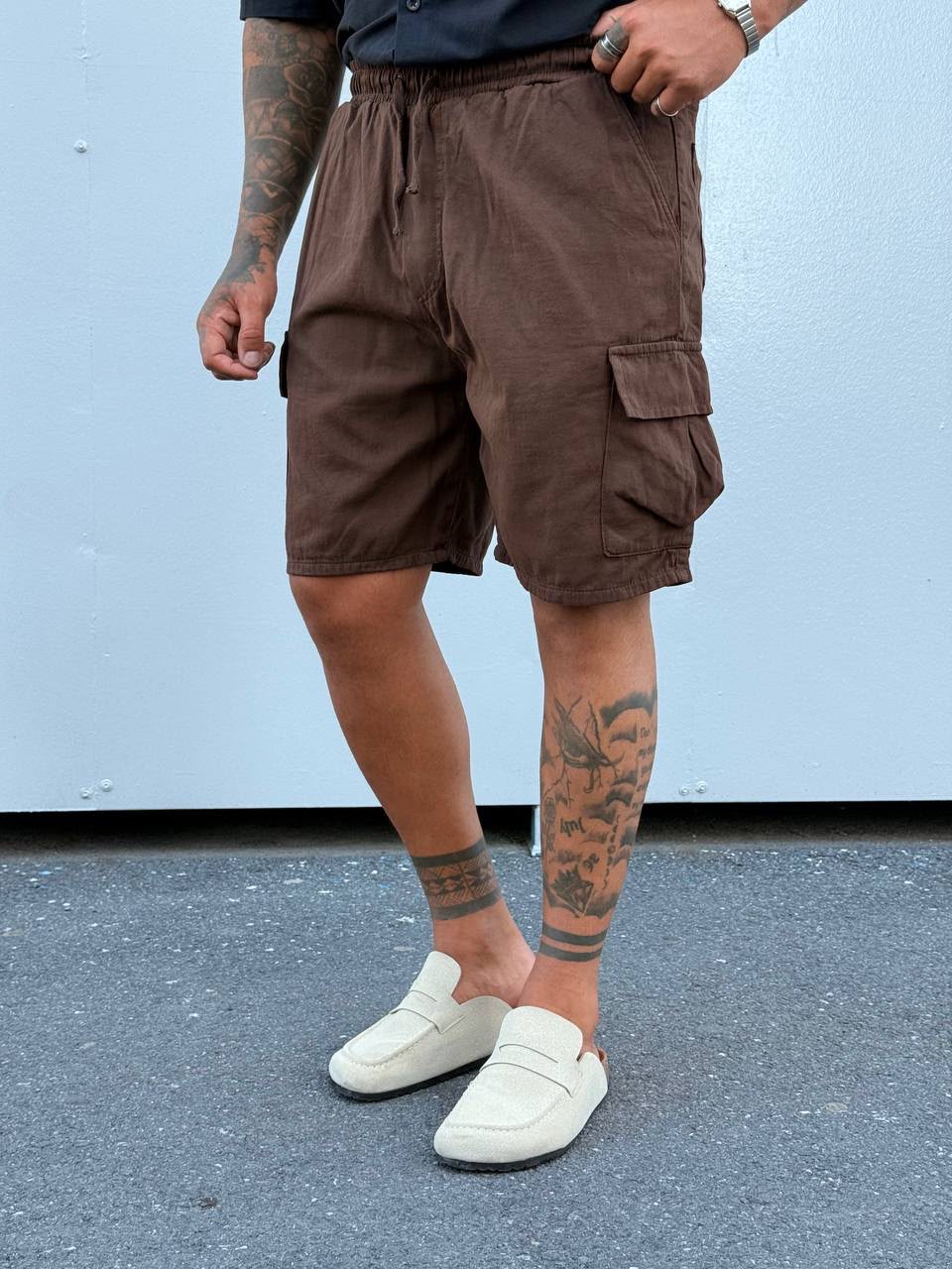 Gabardin kargo cep şort